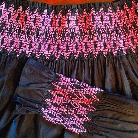 MAJE Lafour Smocked Embroidered Off-the-Shoulder Top, Size 1, US Small (… - Picture 9 of 9